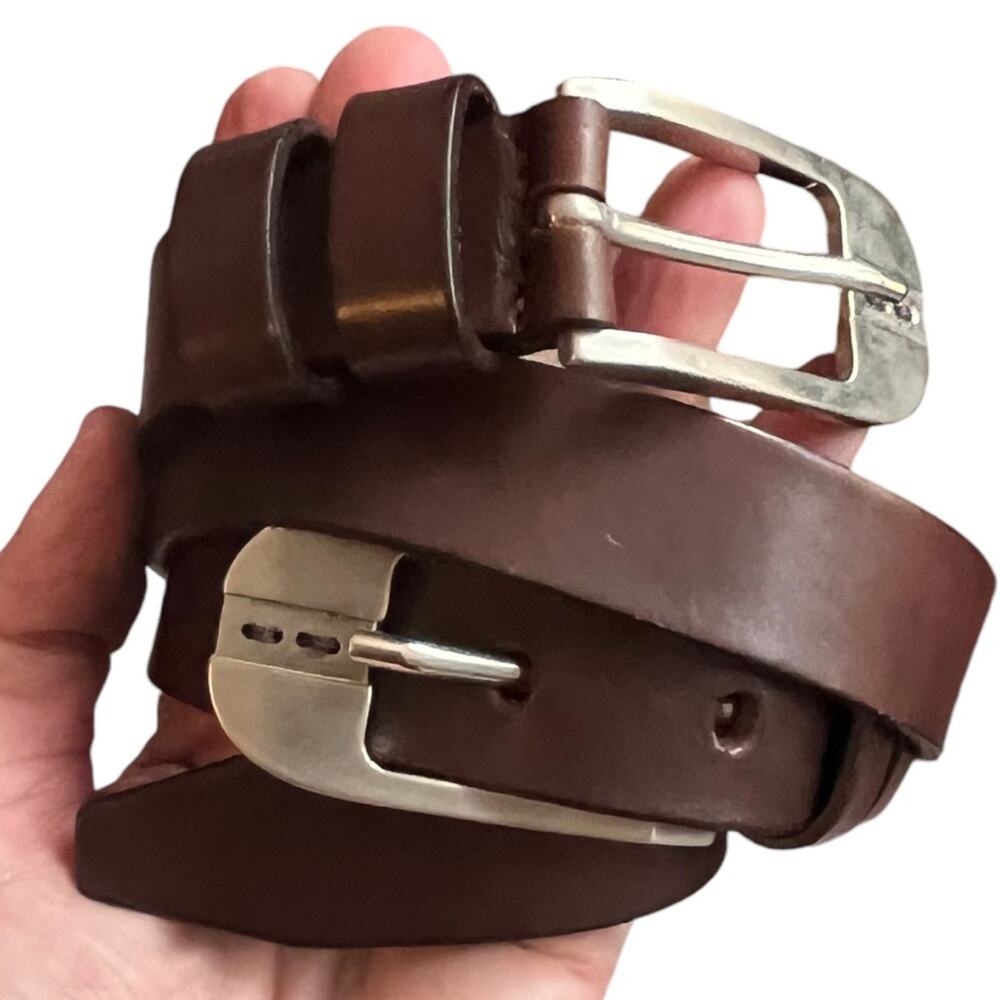Valmars Double Buckle Belt Womens 27-32 Medium Dark Brown Made in Italy 1”